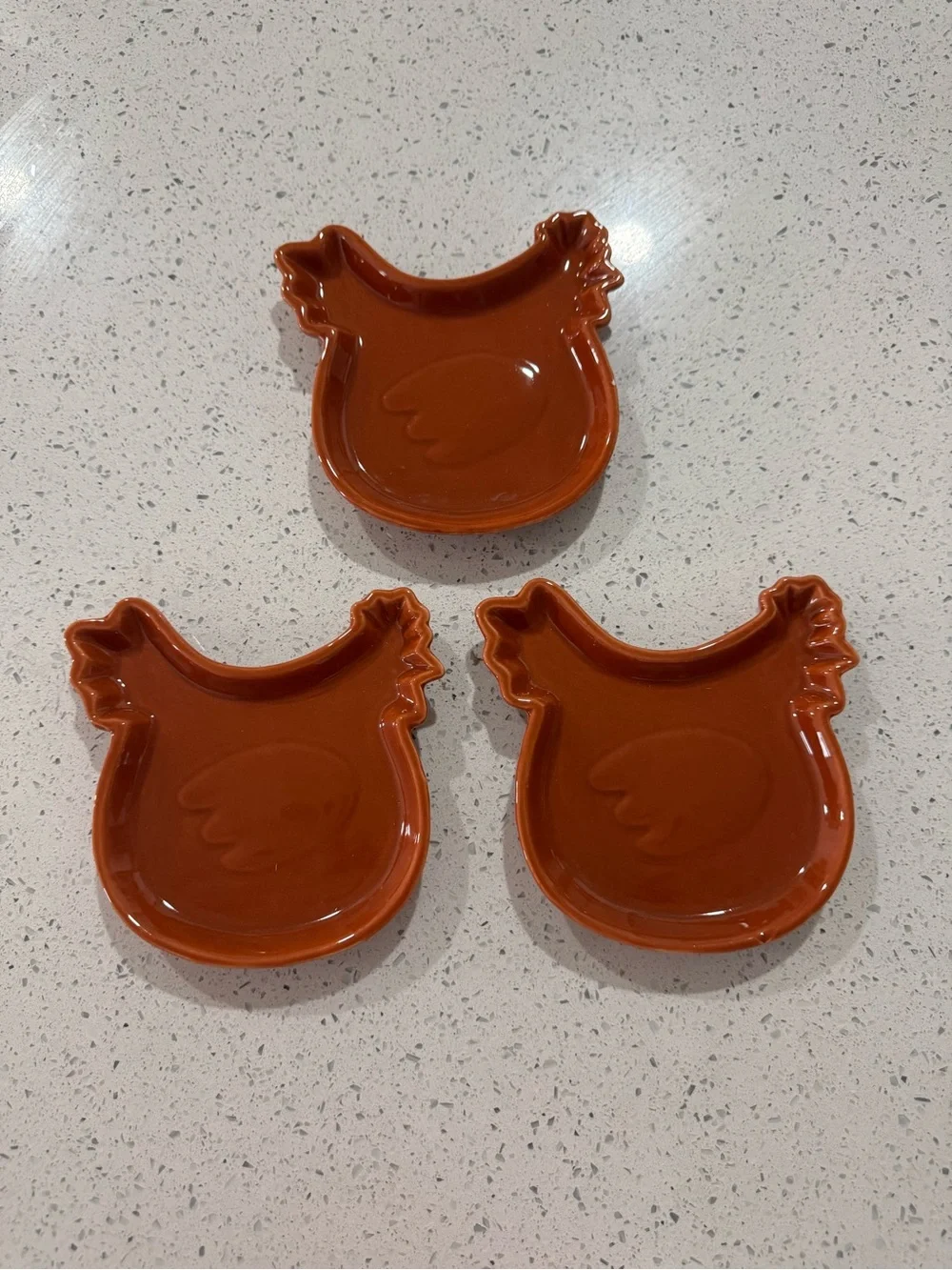 Brown Ceramic Chicken Trinket Dishes - Set of 3